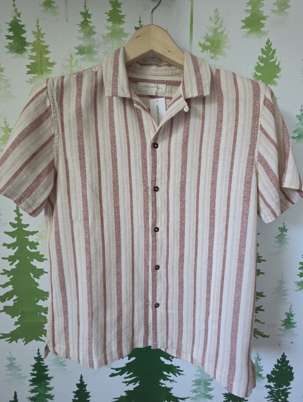 Aeropostale Linen Blend Short-Sleeve Button-Down